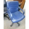 Blue Soft Leather Task Seating,  Boardroom Chairs Gas lift
